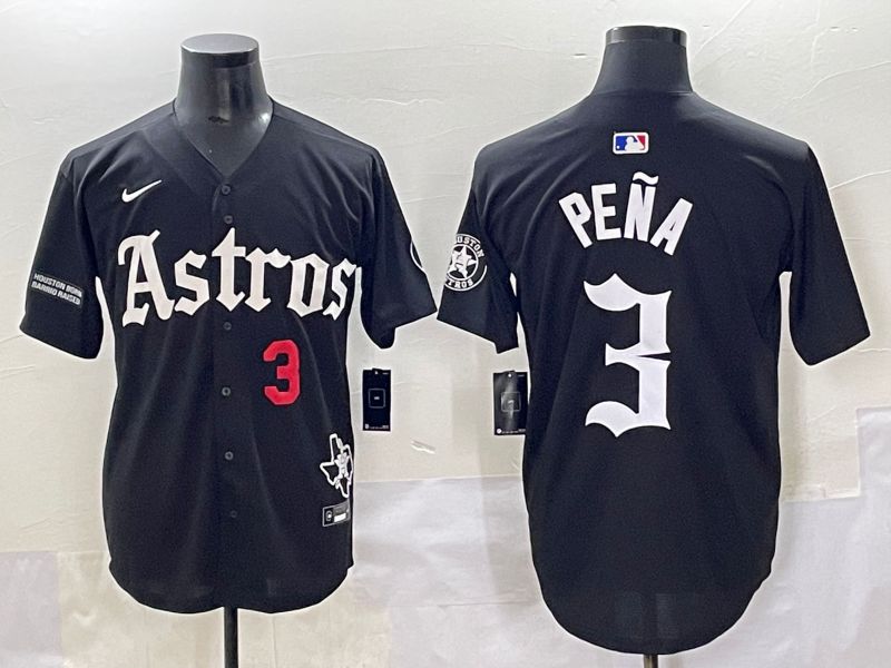 Men 2025 Houston Astros 3 Pena Black Five generations Joint Name Nike MLB Jersey style 6